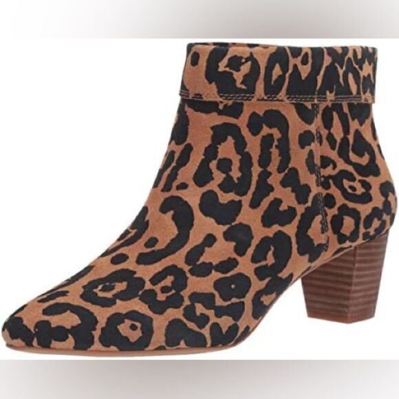 Lucky Brand Zaprika Suede Cheetah Pointed Toe Booties - Sz 6.5 - Picture 2 of 16
